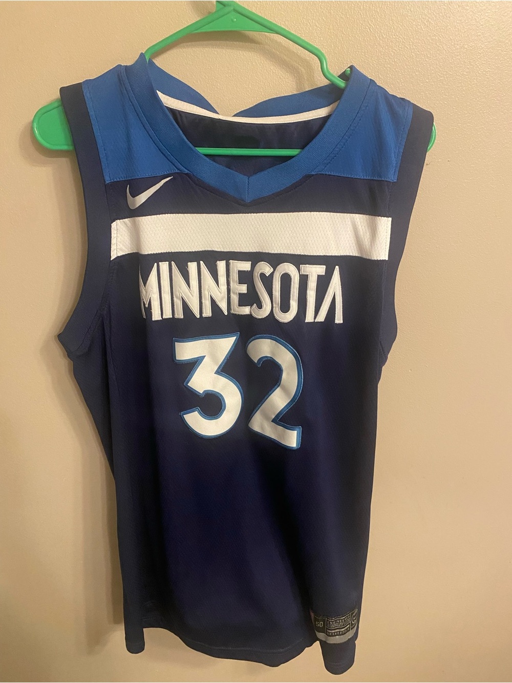 Nike Minnesota Towns Navy and Royal Blue #32 Basketball Jersey